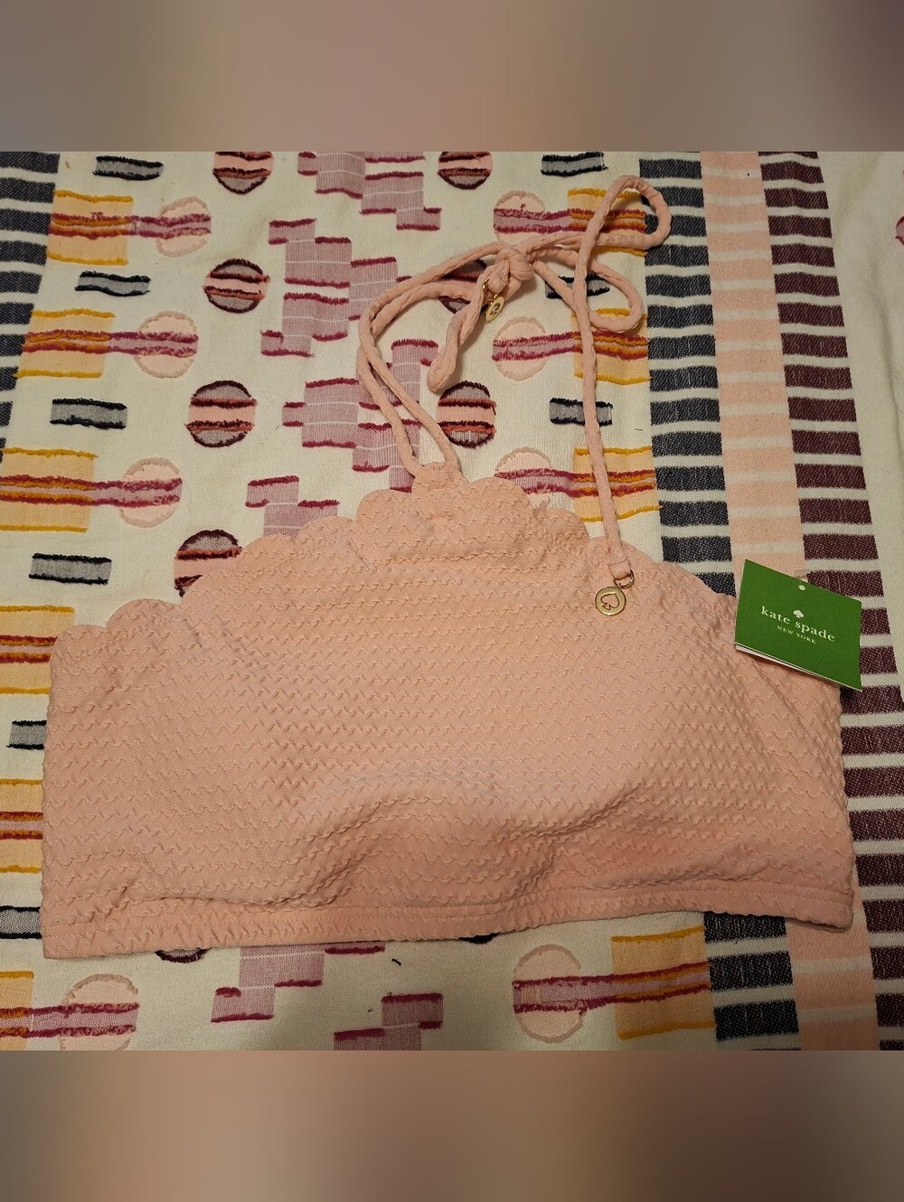 NWT Kate Spade Pink Scalloped Aloha Bikini Top Medium